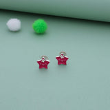 Cherry Red Star Silver Kid Stud Earring (6+ Yrs) | 925 Hallmark | Everyday Wear