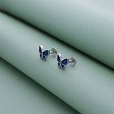 Classic Blue Butterfly 925 Silver Stud Earring