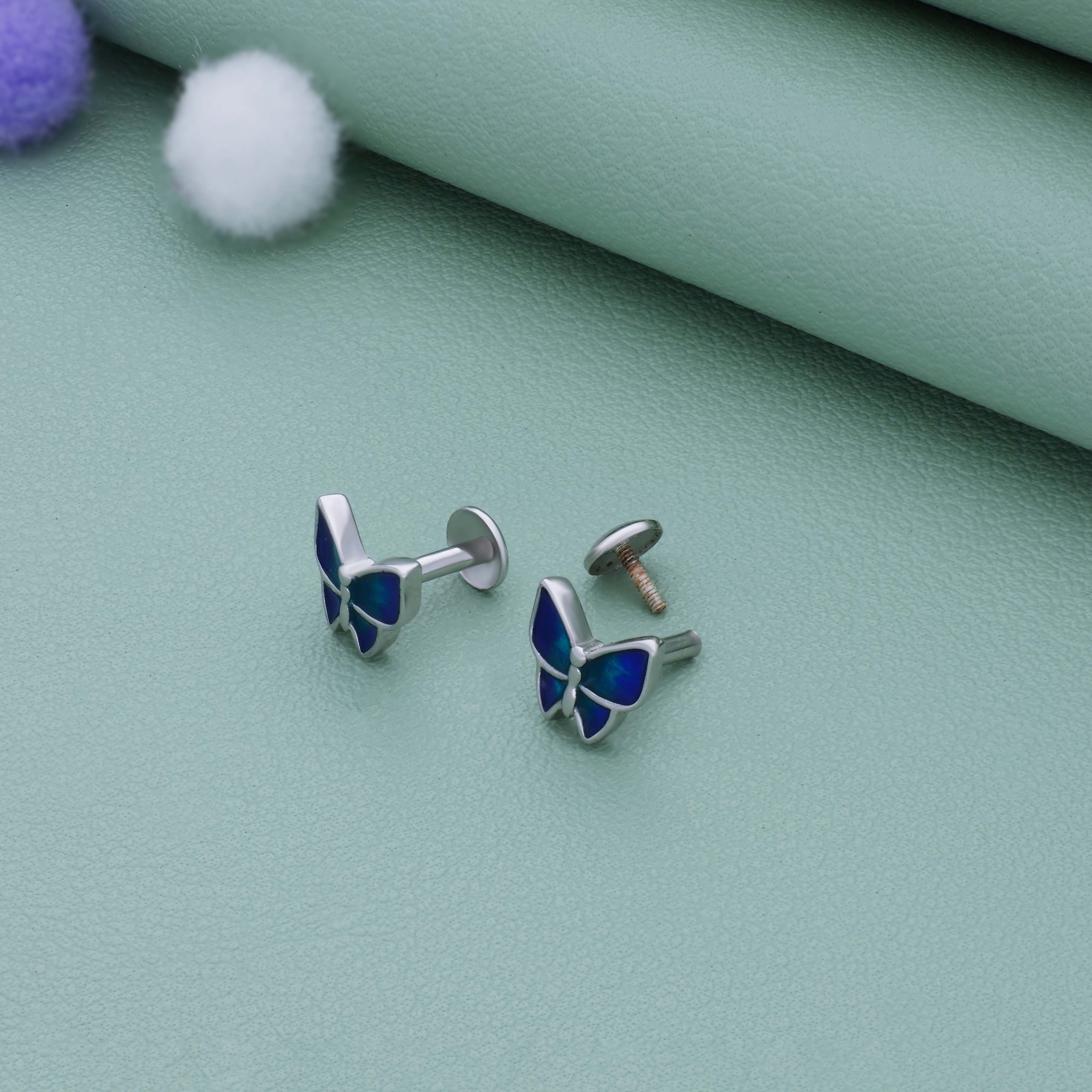 Classic Blue Butterfly 925 Silver Stud Earring