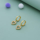 Classic Love Heart Gold Polish Silver Kid Hoop Earring(+5 Yrs)