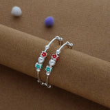 Color Pop Flower Silver Kids Bangles (0-5 Years) | 925 Hallmark | Daily Wear Gift for Kids