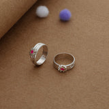 Crimson Petal Silver Toering | Adjustable | Lightweight |  Everyday Wear