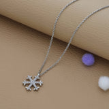 Crystal Frost Charm Silver Necklace | 925 Hallmark | Minimalist Daily Wear | Ideal Valentine’s Day Gift for Women