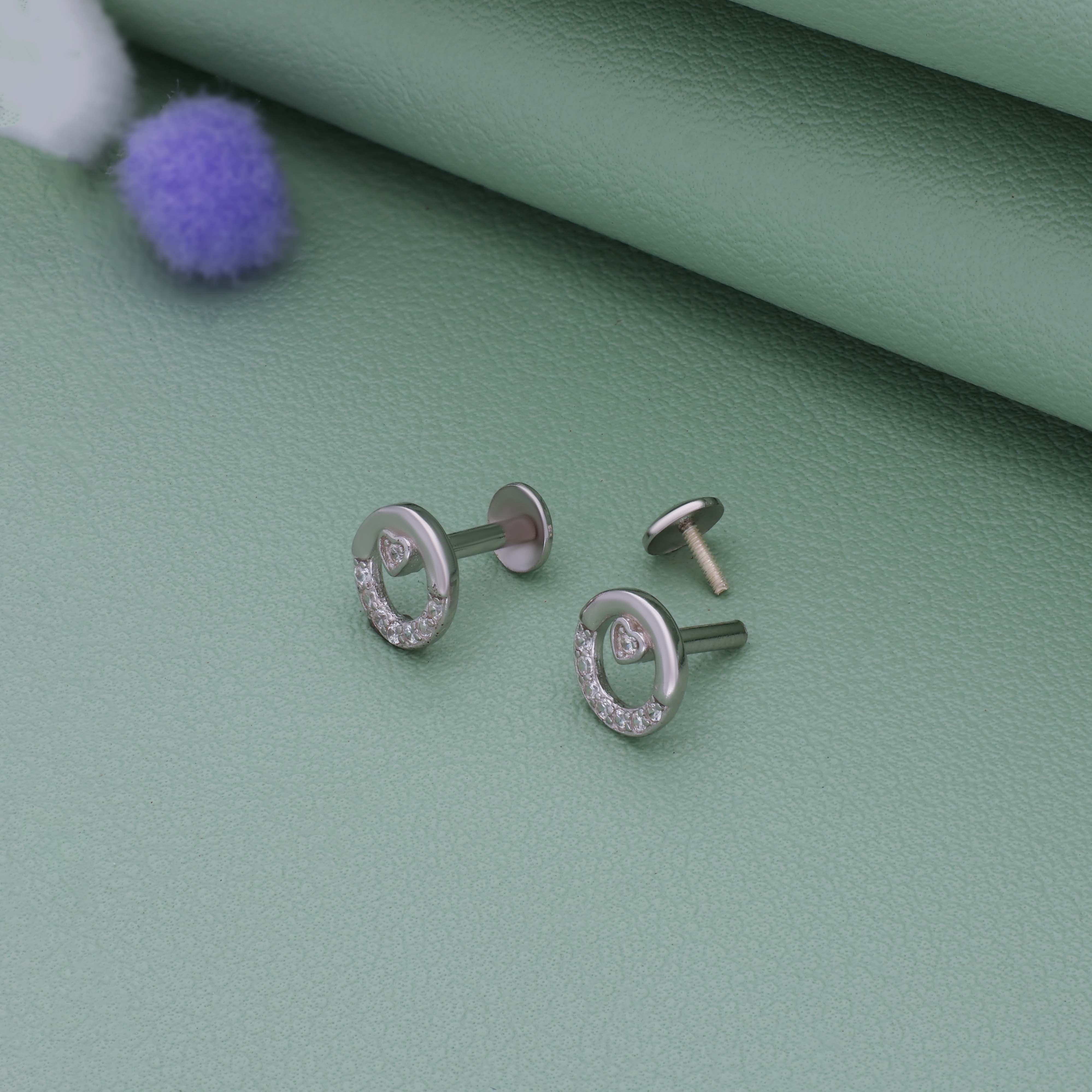 Crystal Heart Halo 925 Silver Stud for Kids & Teen(10+ Yrs)