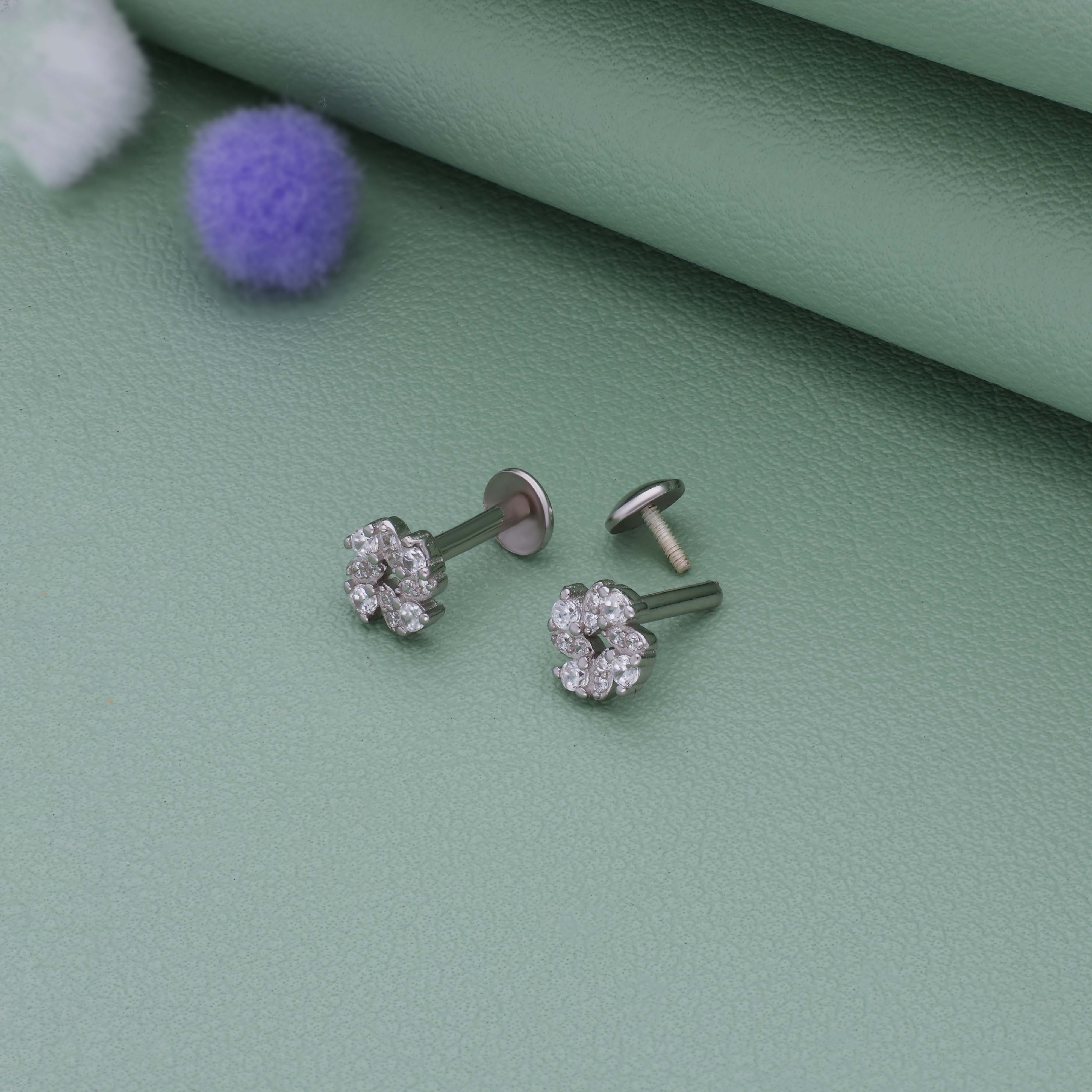 Dainty Crystal Flower 925 Silver Stud for Kids & Teen(10+ Yrs)