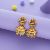 Divine Lakshmi Gajalakshmi Elephant Temple Gold Polish 925 Silver Traditional Women Earring