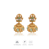 Divine Lakshmi Gajalakshmi Elephant Temple Gold Polish 925 Silver Traditional Women Earring