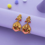 Divine Lakshmi Lotus Temple Gold Polish 925 Silver Traditional Women Earring