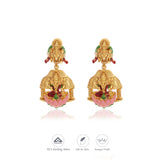 Divine Lakshmi Lotus Temple Gold Polish 925 Silver Traditional Women Earring