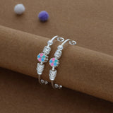 Dual FloraDot Silver Kid Bangles (0-5 Yrs) | 999 Hallmark | Adjustable | Lightweight
