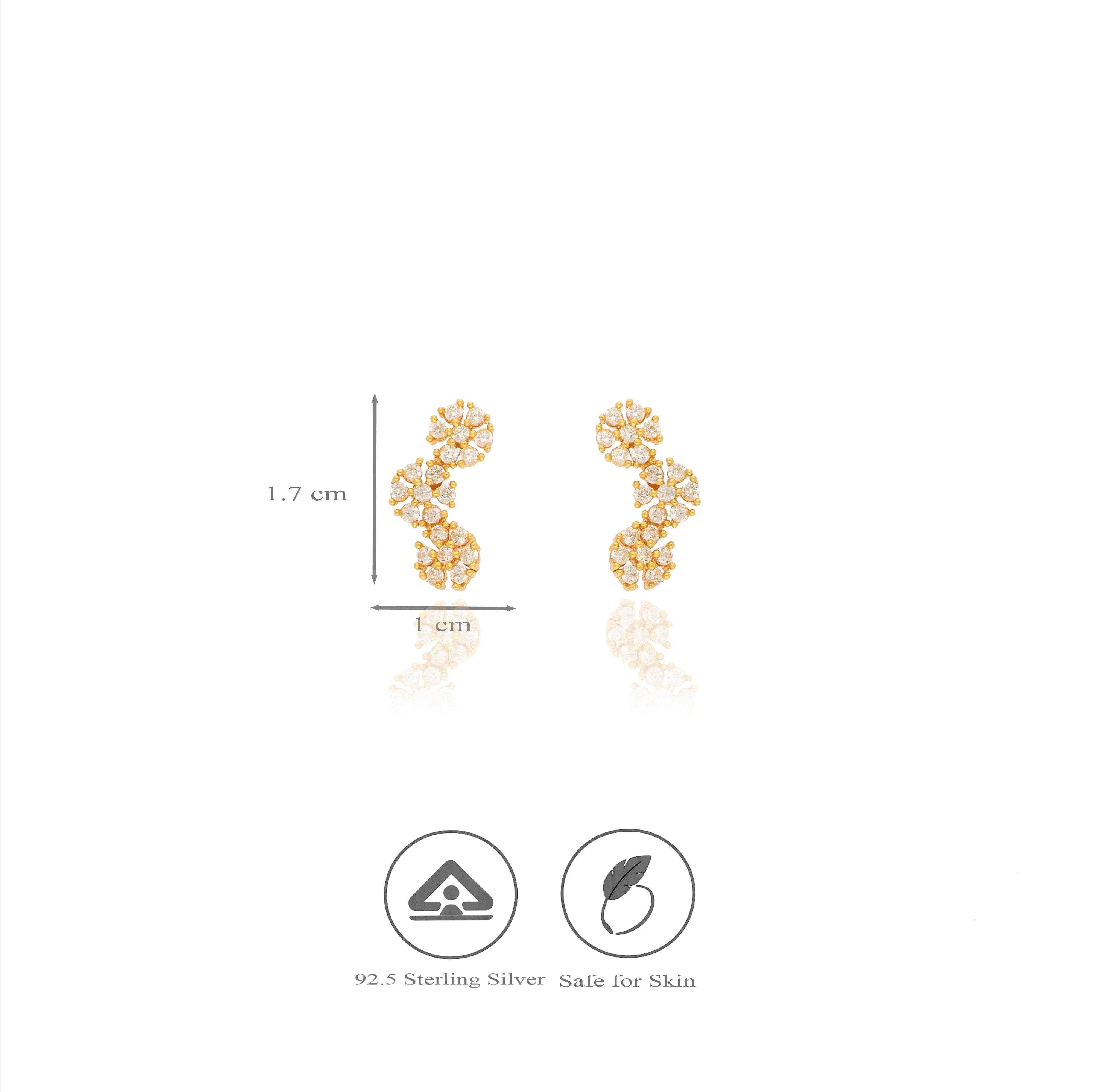 Floral Grace 925 Sterling Silver Stud Earrings