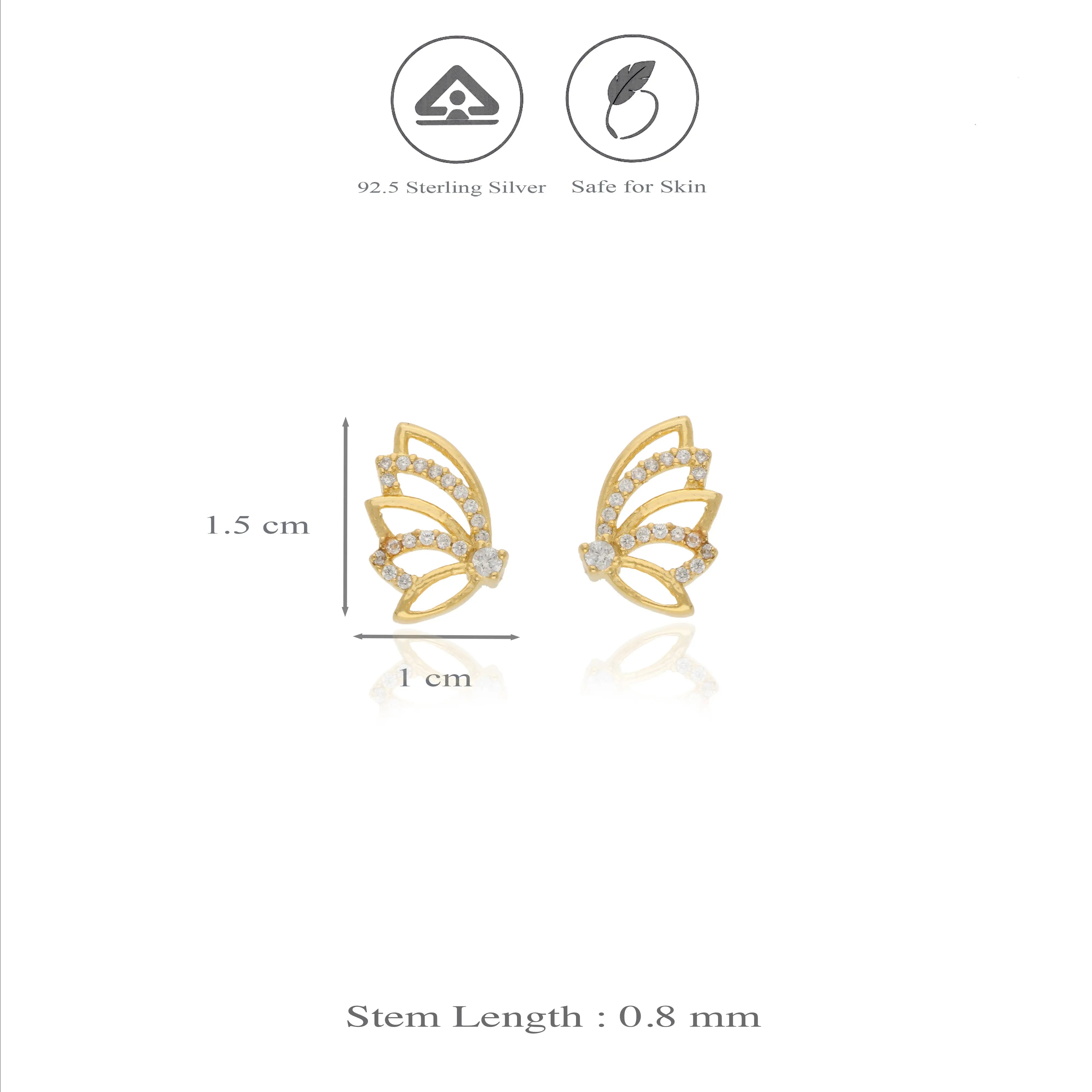 Gold Plated 925 Silver Angelic Wing Studs