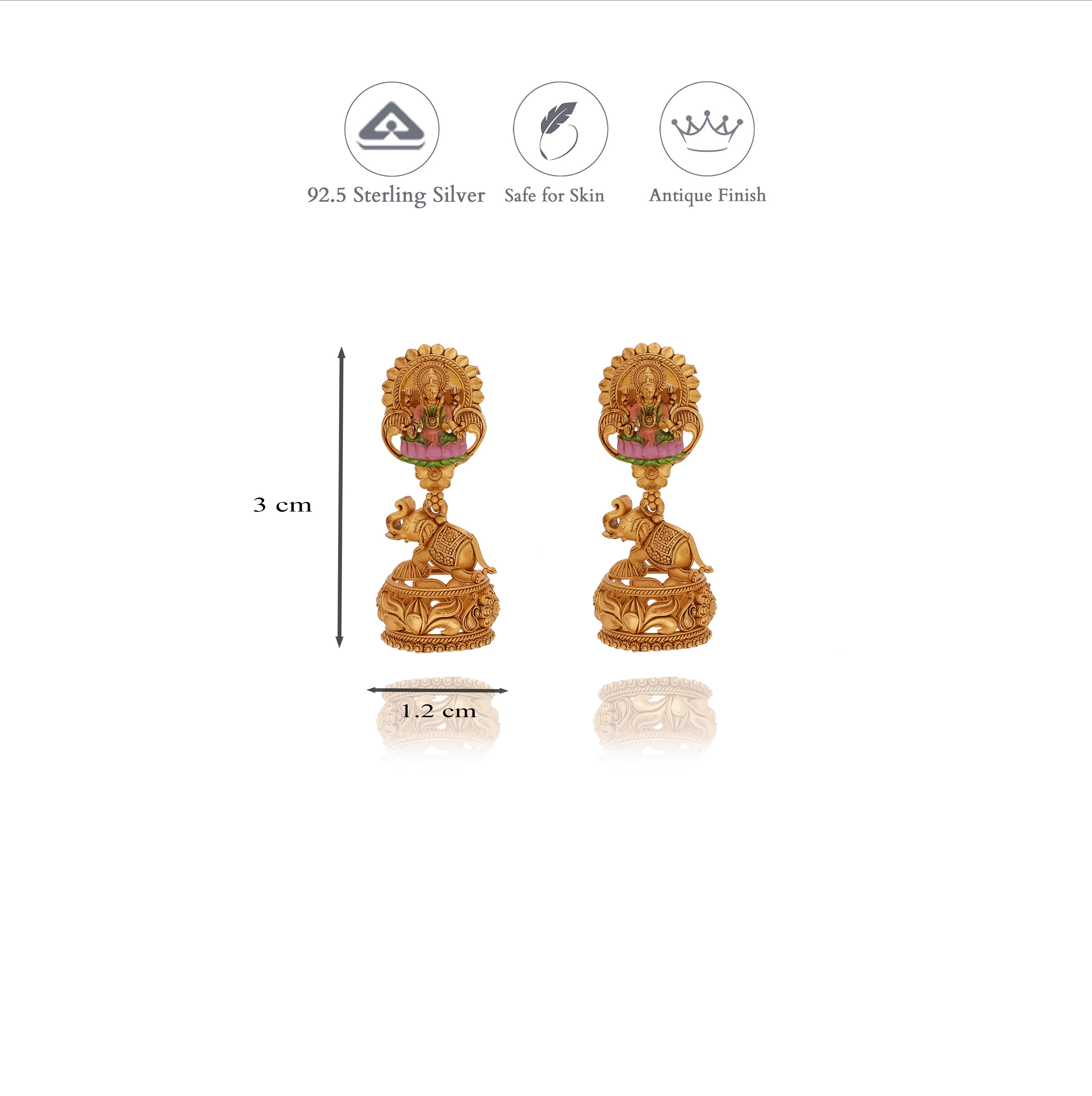 Sri Lakshmi 925 Sterling Silver Antique Jhumkas