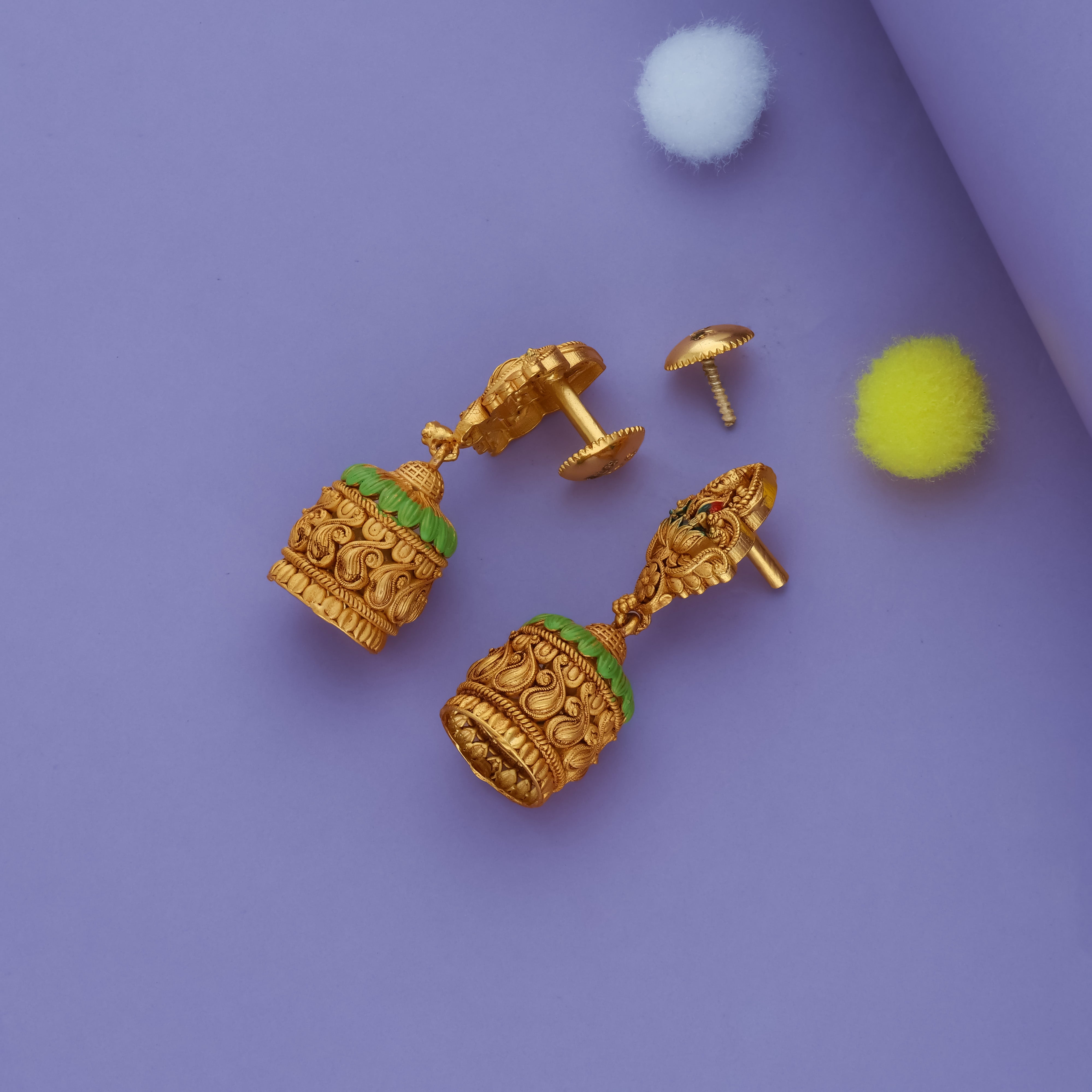 Sri Lakshmi 925 Sterling Silver Antique Jhumkas