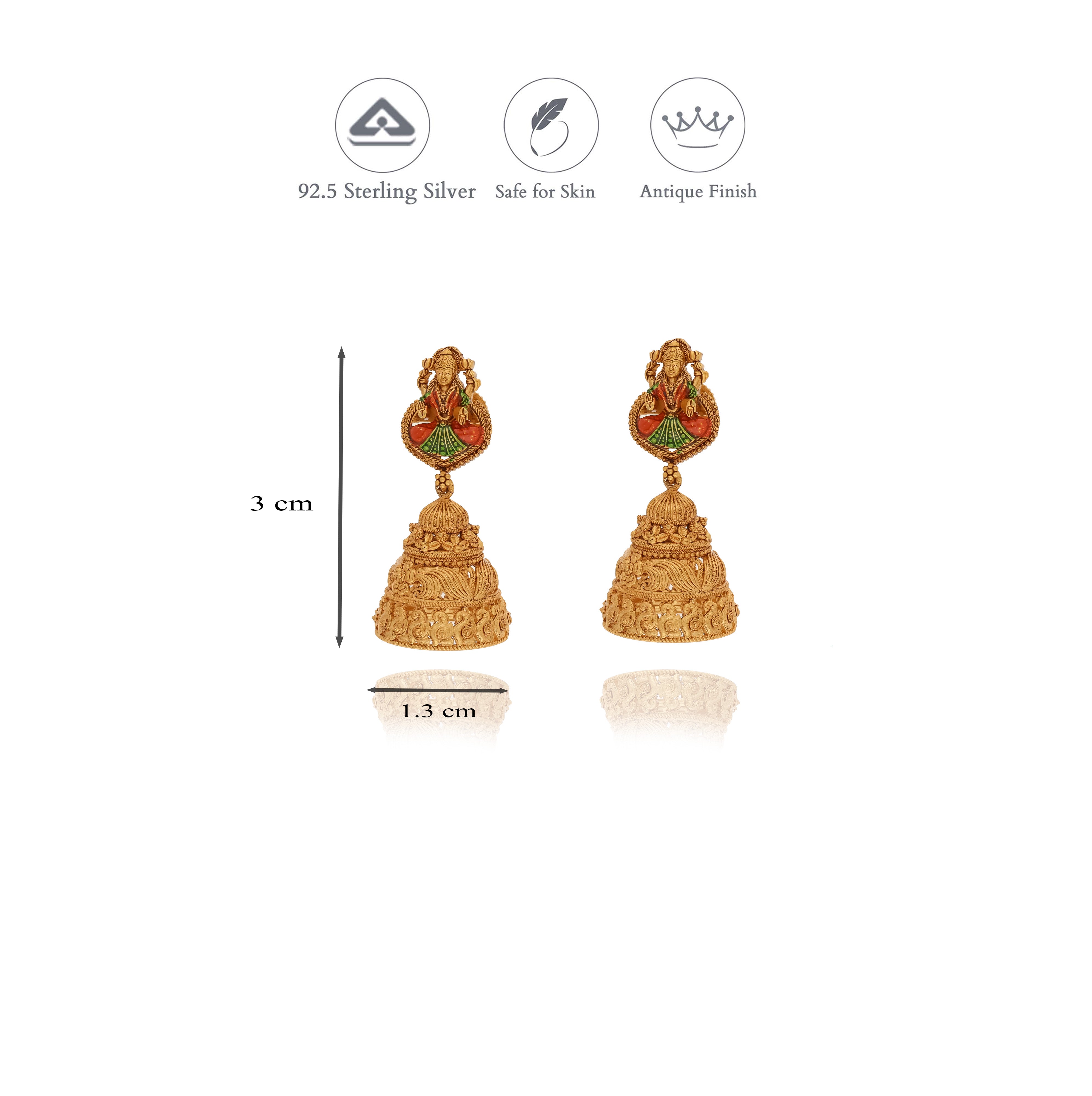 Lakshmi Gold Plated 925 Silver Jhumkas