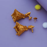Temple finish gold polish jhumkas