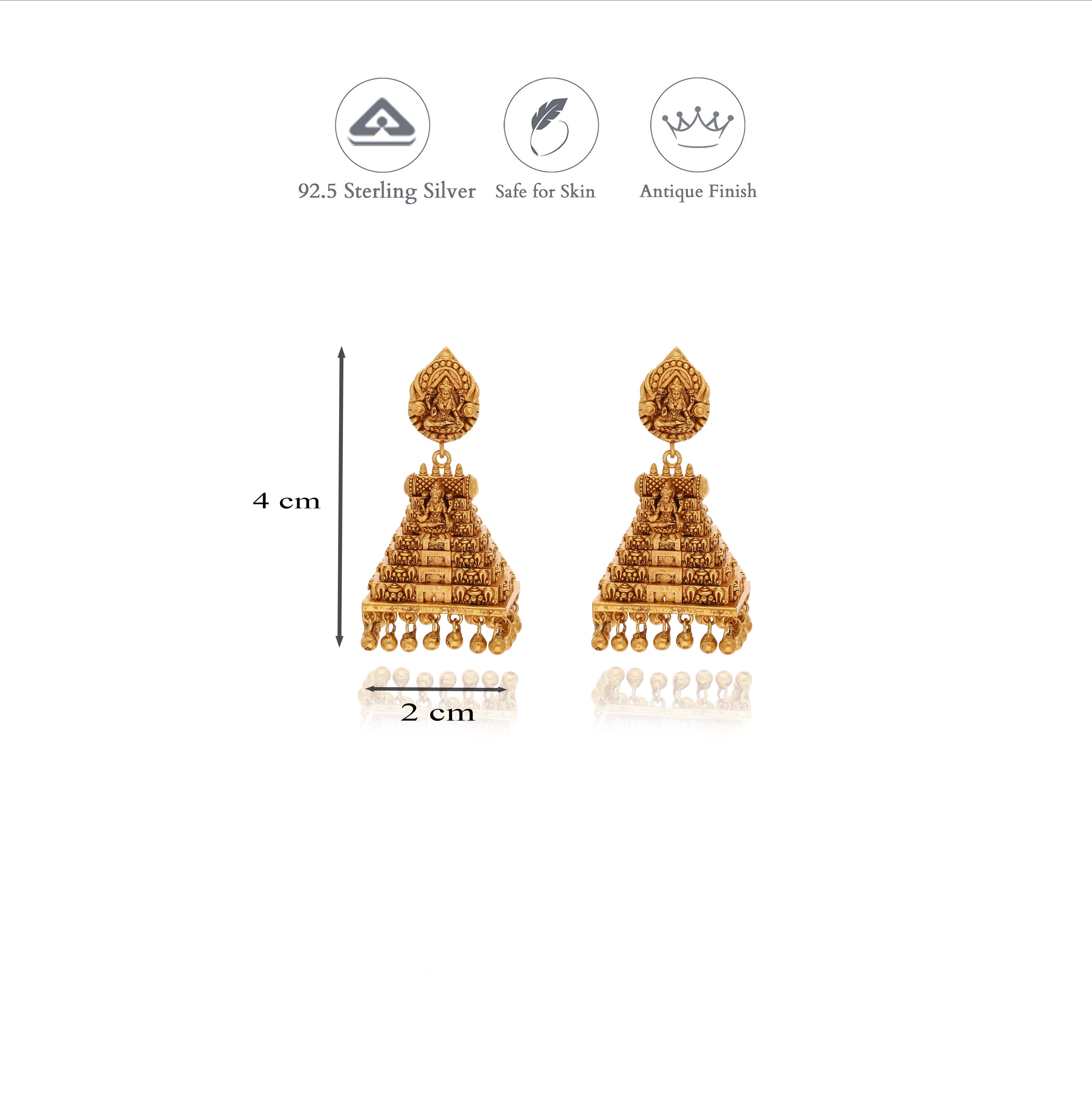 Temple finish gold polish jhumkas