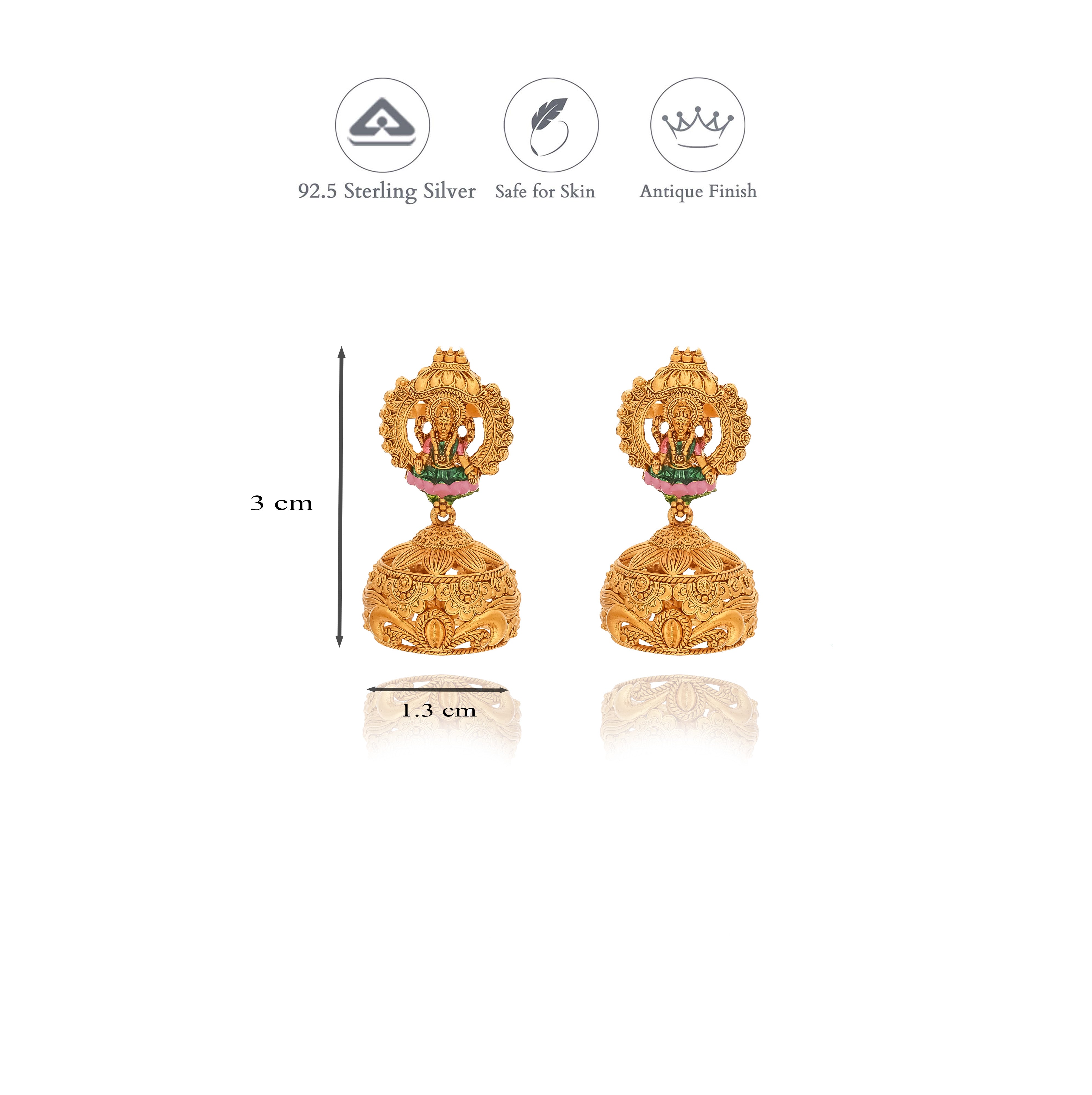 Divine Lakshmi 925 Silver Jhumkas