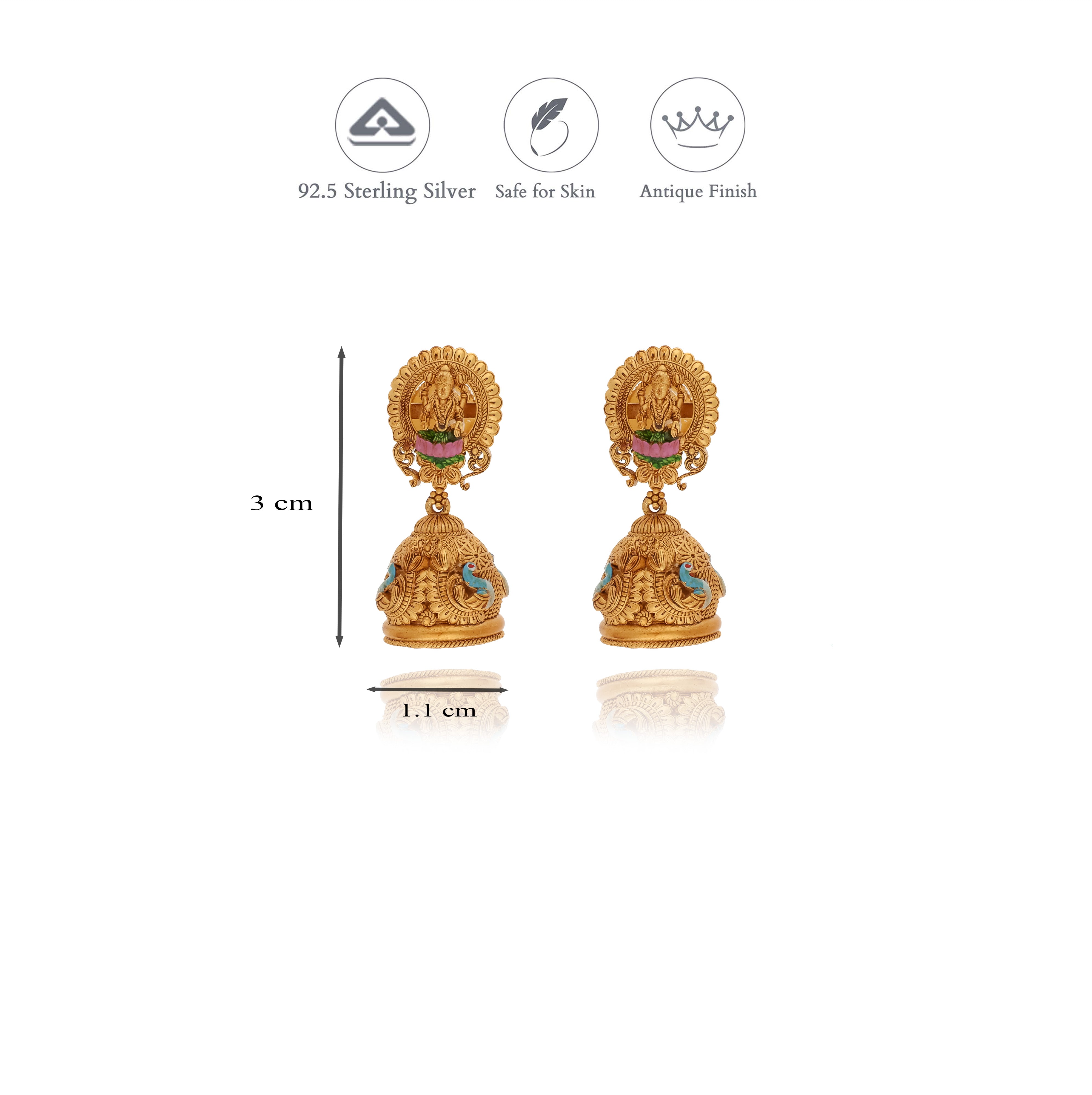 Lakshmi 925 Sterling Silver Jhumka