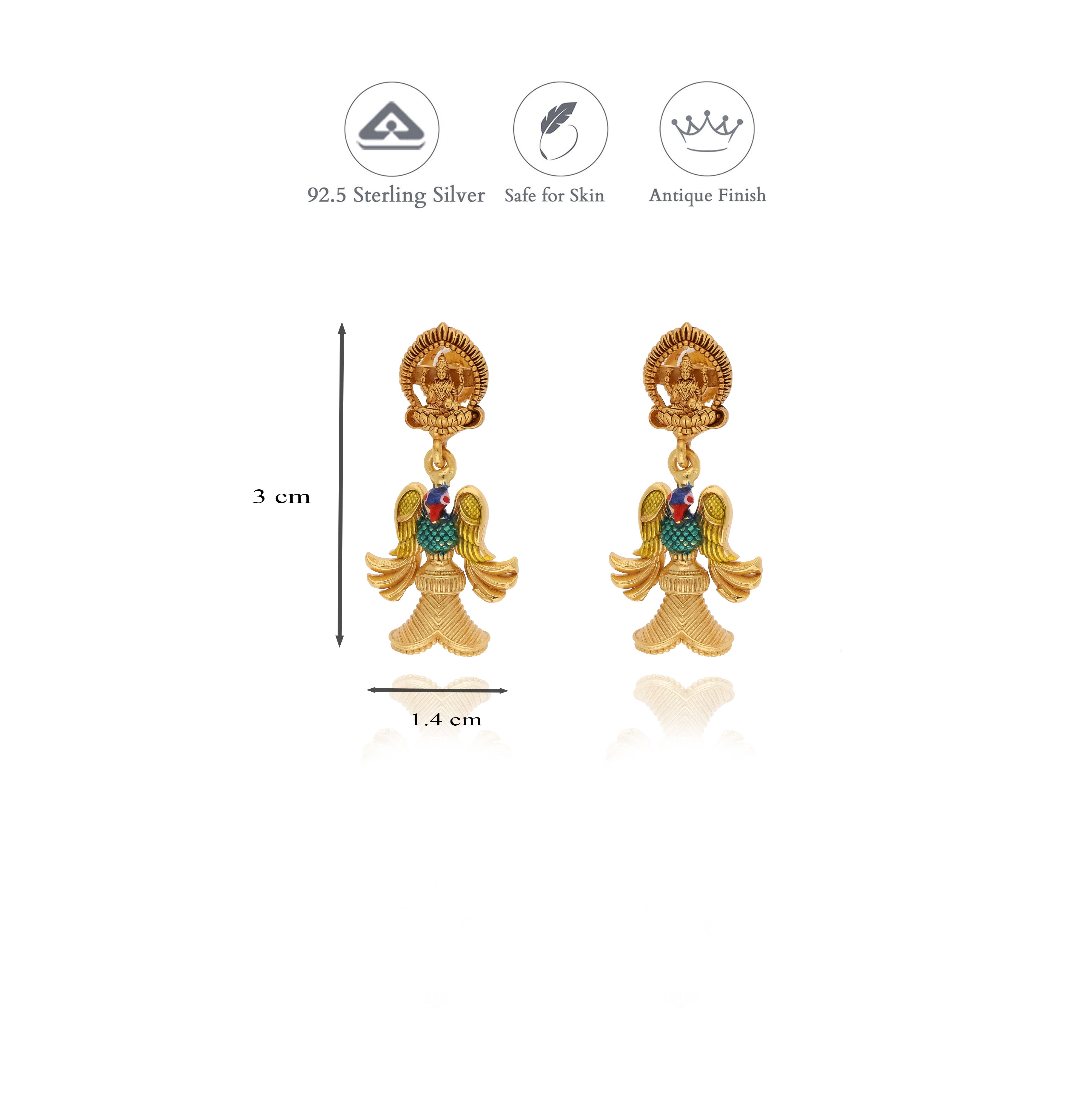 Royal Parrot 925 Silver Jhumkas