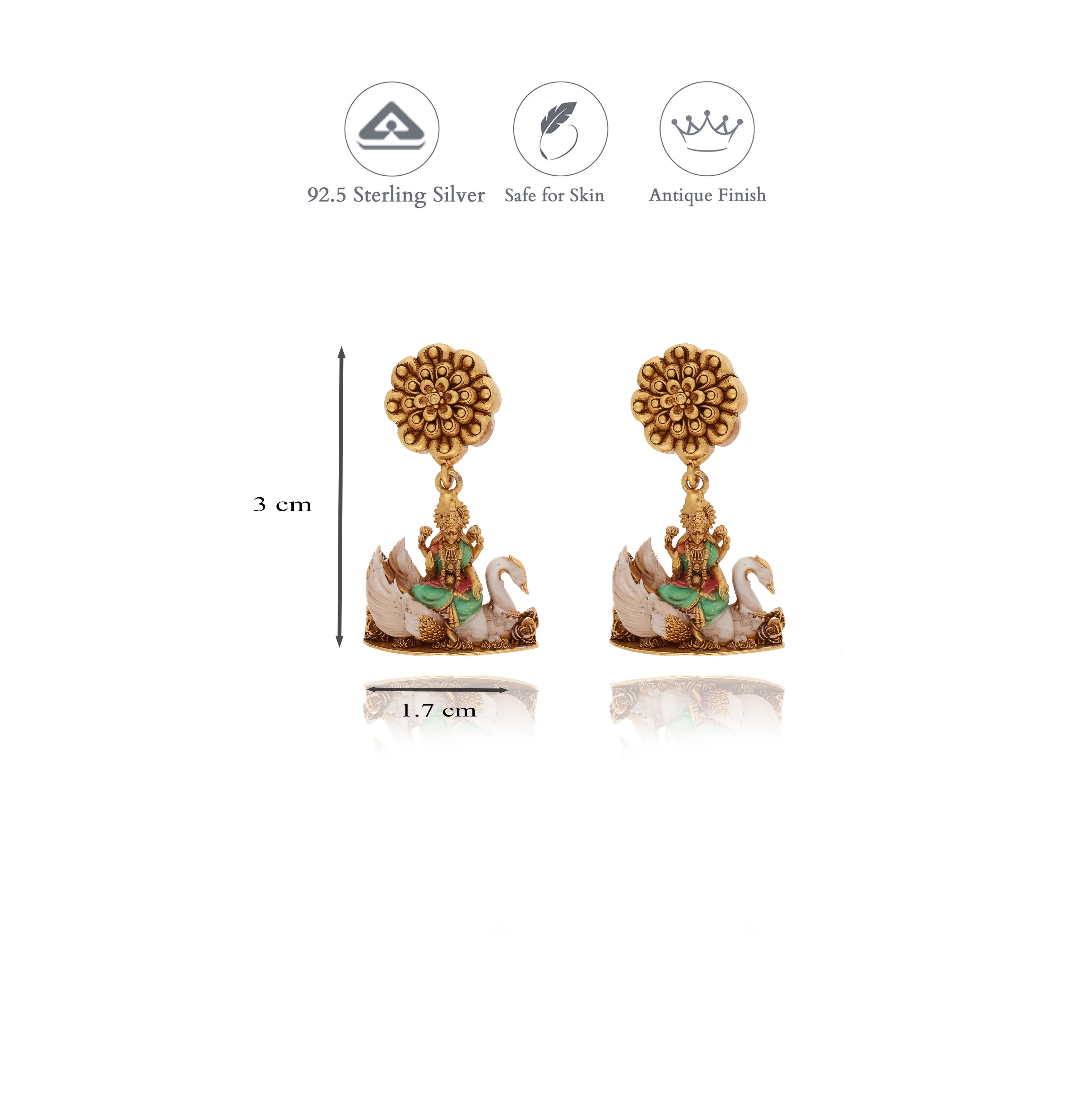 Divine Swan 925 Sterling Silver Temple Jhumka