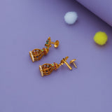 Melody Temple Gold Finish 925 Silver Jhumkas