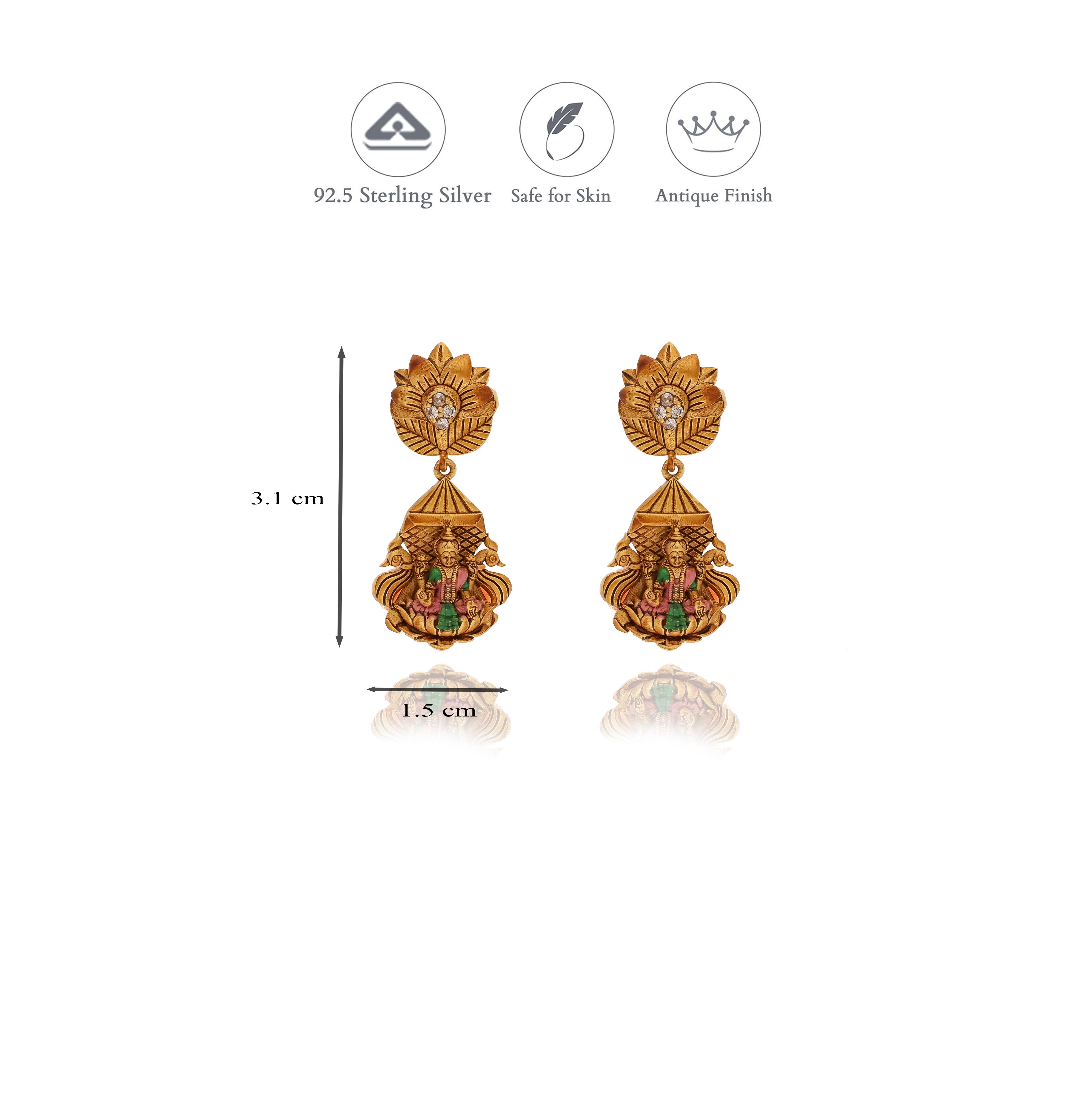 Gauri Parvathi 925 Sterling Silver Jhumkas