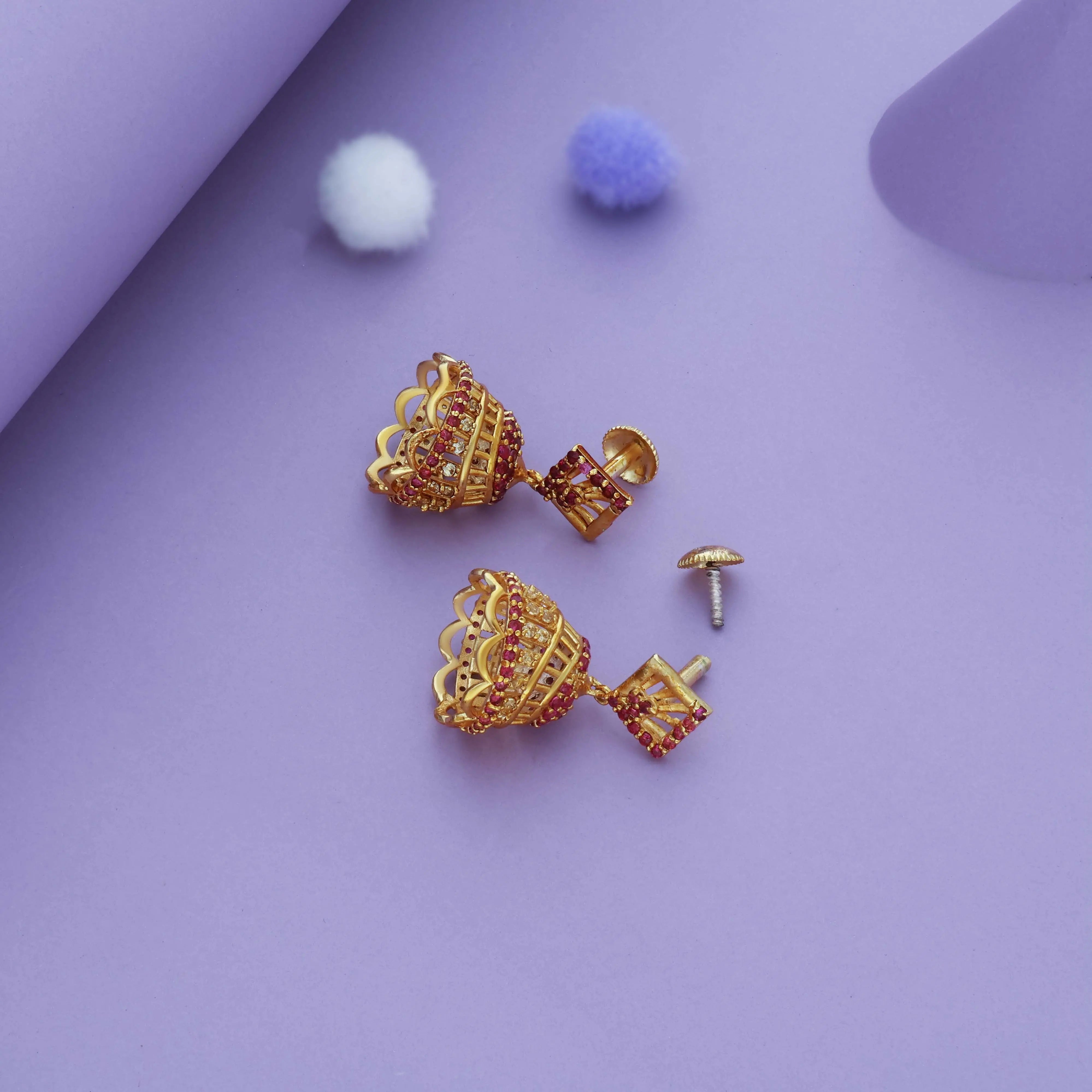 Manikya Traditional 925 Gold Polish Silver Jhumkas