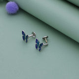 Elegant Blue Butterfly 925 Silver Stud Earring