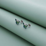Elegant Green Butterfly 925 Silver Stud Earring