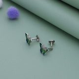 Elegant Green Butterfly 925 Silver Stud Earring