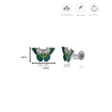 Elegant Green Butterfly 925 Silver Stud Earring
