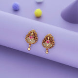 Goddess Lakshmi Stud Antique Gold Polish 925 Silver Traditional Women Earring