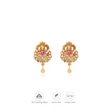 Goddess Lakshmi Stud Antique Gold Polish 925 Silver Traditional Women Earring