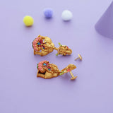 Goddess Lakshmi Gold Polish 925 Silver Traditional Women Earring