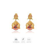 Goddess Lakshmi Gold Polish 925 Silver Traditional Women Earring