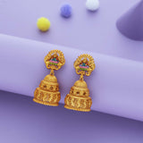 Goddess Lakshmi Peacock Temple Jhumka Gold Polish 925 Silver Traditional Women Earring