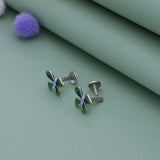 Green & Blue Butterfly 925 Silver Stud Earring