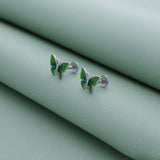 Green Butterfly 925 Silver Stud Earring