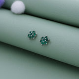 Green Floral Crystal 925 Silver Stud Earring