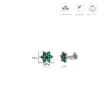 Green Floral Crystal 925 Silver Stud Earring