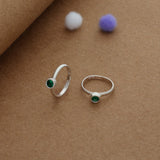 Green Gem Grace Silver Toering | Adjustable | Lightweight |  Everyday Wear
