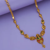 Green With Red Lotus Lakshmi 925 Gold Polish Silver Necklace