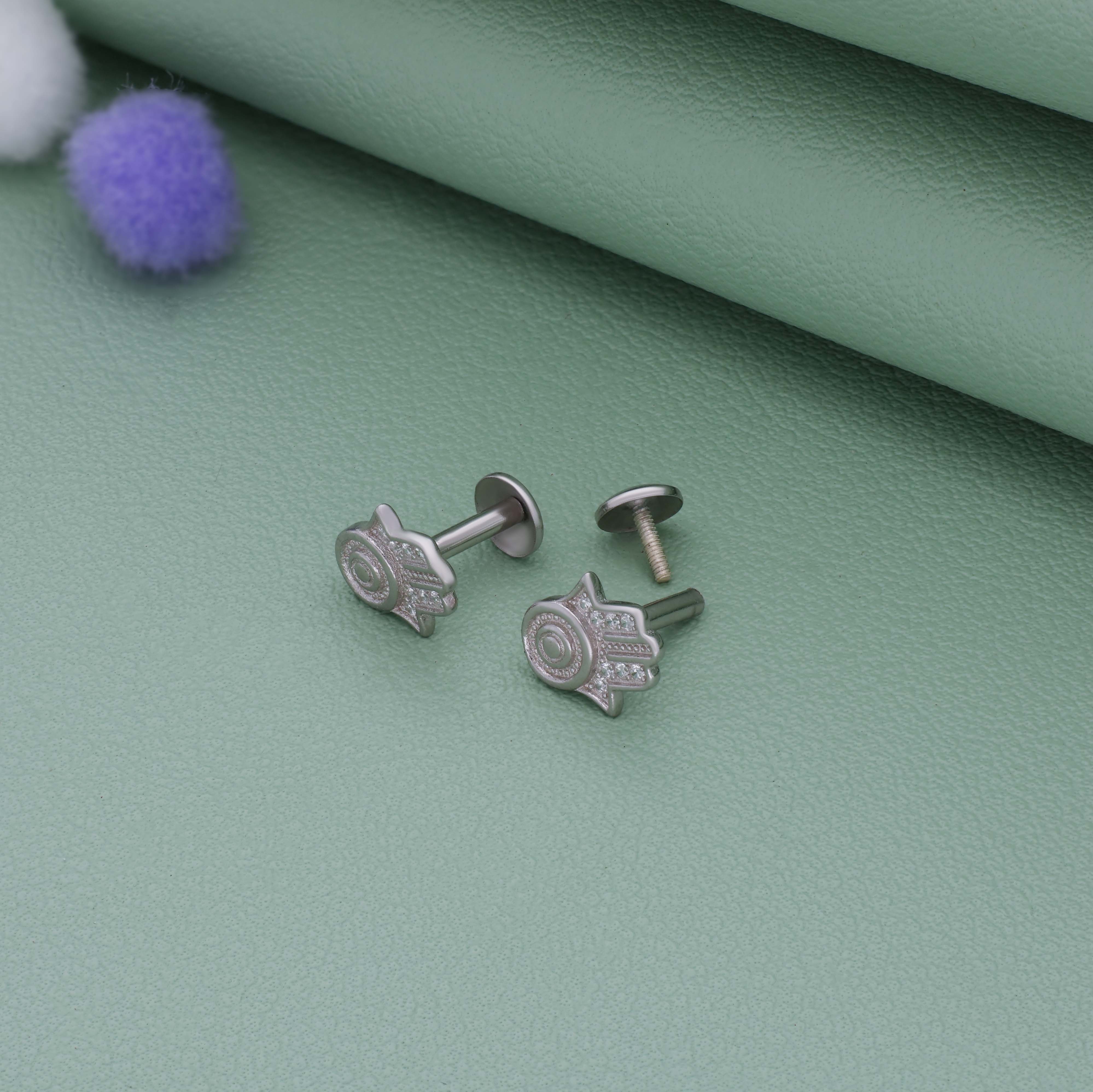 Hamsa Hand 925 Silver Stud for Kids & Teen(10+ Yrs)