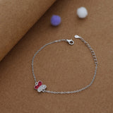 Red with white duo Butterfly Kid Silver Bracelet ( 9+ Yrs)  | 925 Hallmark | Adjustable | Everyday Wear