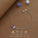 Red with white duo Butterfly Kid Silver Bracelet ( 9+ Yrs)  | 925 Hallmark | Adjustable | Everyday Wear