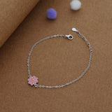 Pinkish Sparkle Kid Silver Bracelet ( 9+ Yrs)  | 925 Hallmark | Adjustable | Everyday Wear