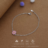 Pinkish Sparkle Kid Silver Bracelet ( 9+ Yrs)  | 925 Hallmark | Adjustable | Everyday Wear