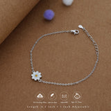 Whitish Glory flower Kid Silver Bracelet ( 9+ Yrs)  | 925 Hallmark | Adjustable | Everyday Wear