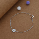 White Daisy Kid Silver Bracelet ( 9+ Yrs)  | 925 Hallmark | Adjustable | Everyday Wear